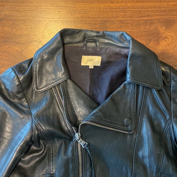 June Genuine Leather Biker Jacket Size Small - Picture 3 of 4